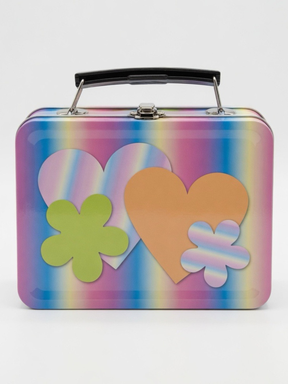 Vintage 1990s Hearts Flowers Tin Trinket Box • Mini Metal Box